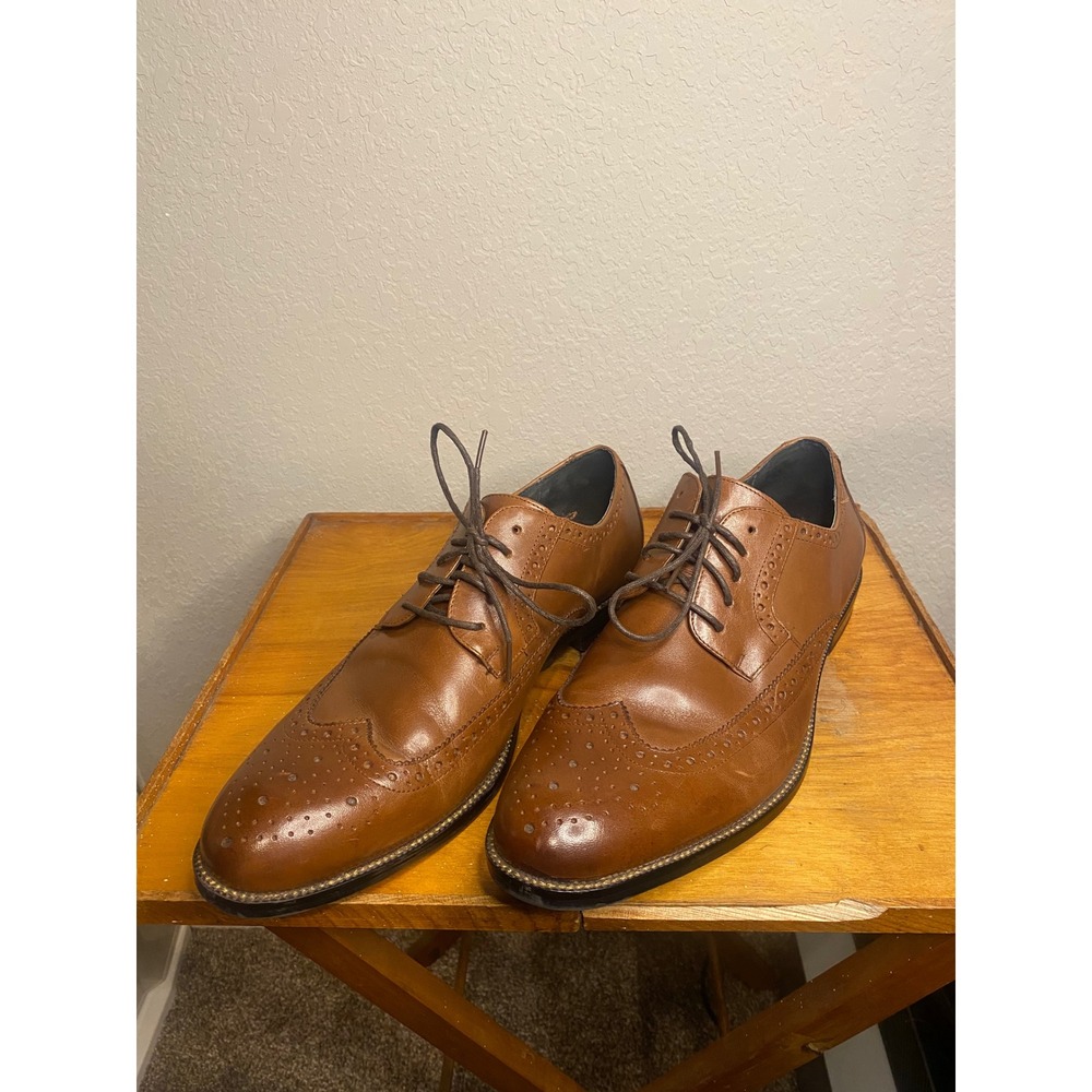 Stacy Adams Wingtip Oxford Dress Shoes Leather Lace Up Brown Brogue 11M